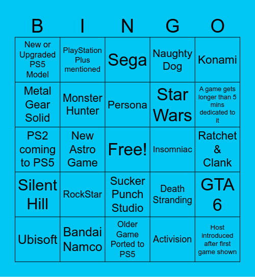 PlayStation Bingo May 2024 Bingo Card