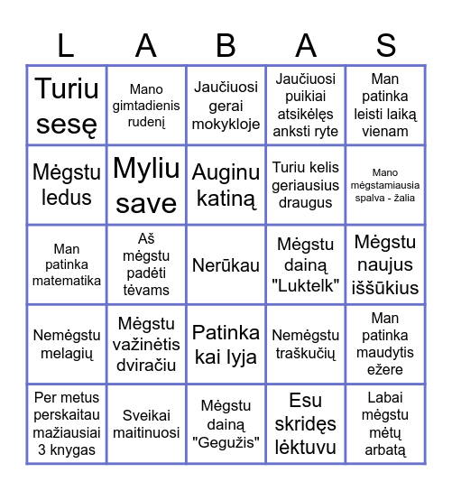 Susipažinkime Bingo Card