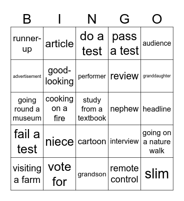 Units 17-20 REvision Bingo Card