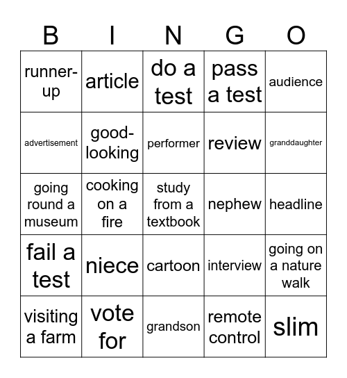 Units 17-20 REvision Bingo Card