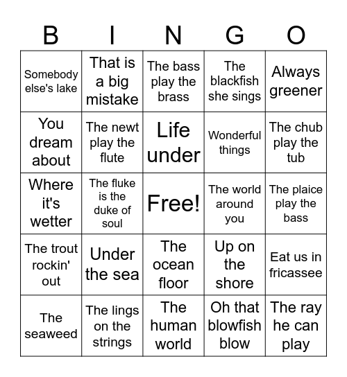 Under the Sea Bingo Card