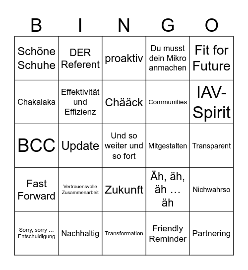 Bingo Reihe 6 Bingo Card