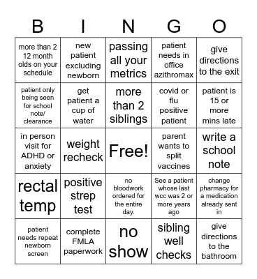 Doctor 2024 Bingo Card