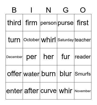 /er/ BINGO Card