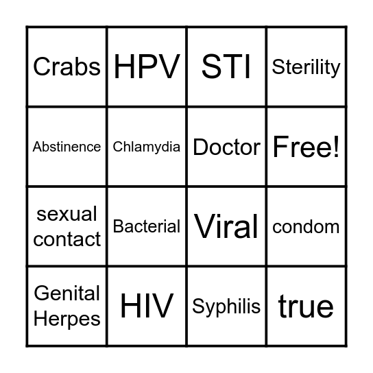 FLE STI Bingo Card