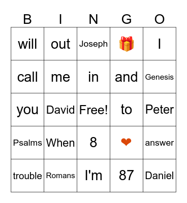 ViEW Memory Verse Bingo Card