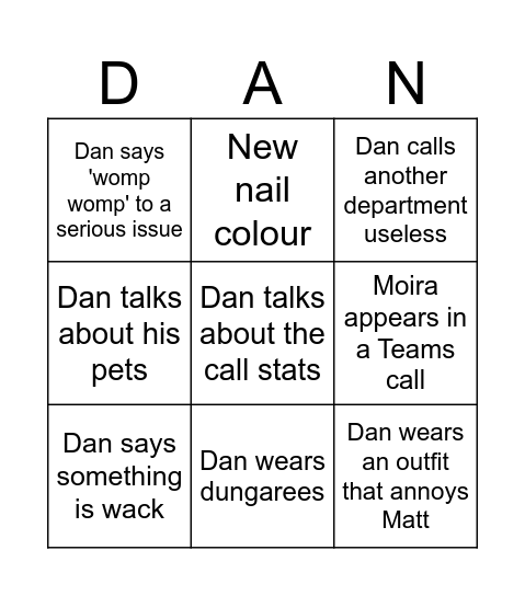 Dango Bingo Card