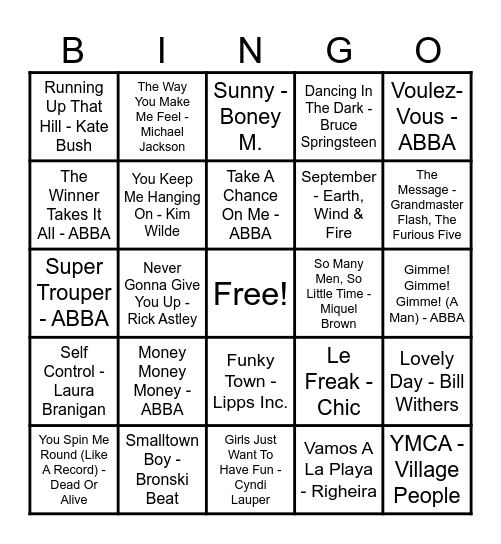 Silent Muziek Bingo Card