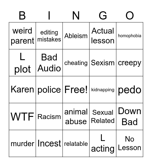 Tomorrow's Teachings Bingo Card