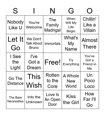 DISNEY EDITION Bingo Card