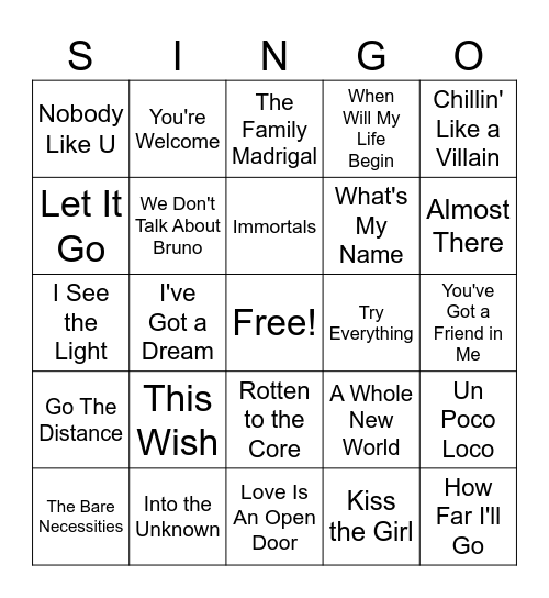 DISNEY EDITION Bingo Card