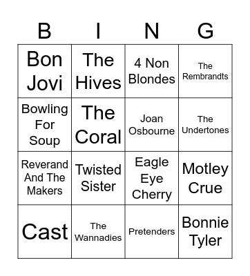 Artist Bingo Card