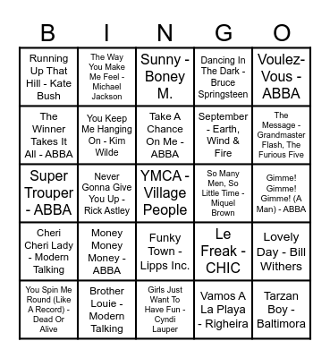 Silent Muziek Bingo Card
