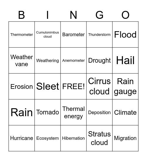 \_(Weather Bingo)_/ Bingo Card