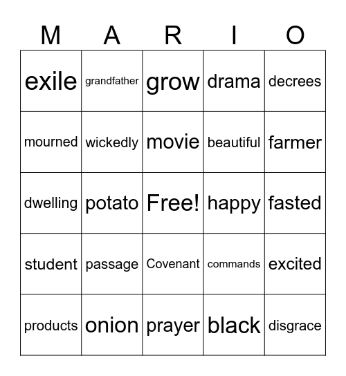 Mario Bingo Card