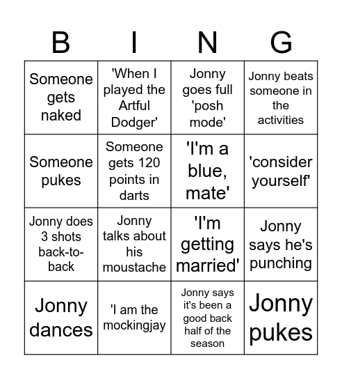 Boutwood's Big Bingo Bash Bingo Card