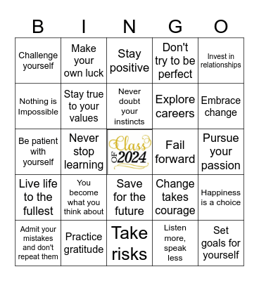 Class of 2024 Bingo Card