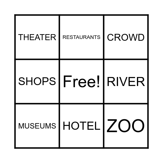 CITIES Bingo Card