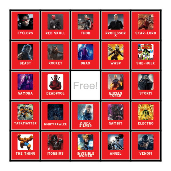 MARVEL Bingo Card