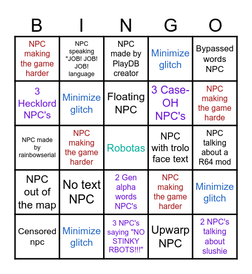 A robot 64 you've had before Bingo Card