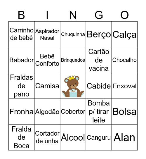 BINGO DO ALAN Bingo Card