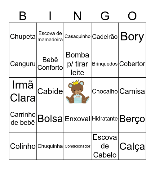 BINGO DO ALAN Bingo Card