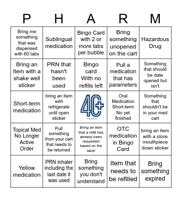 RX LABEL Bingo Card