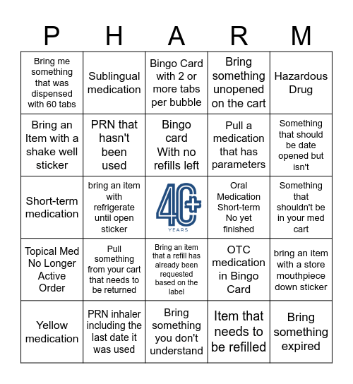 RX LABEL Bingo Card