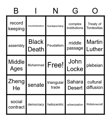 Final Exam Review Bingo Card