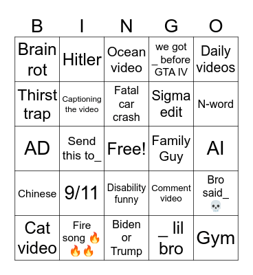 IG reels bingo Card