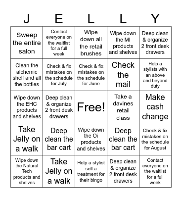 Front Desk Bingo Card