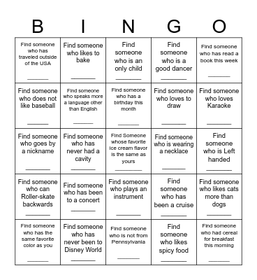 Scavenger Hunt BINGO Card