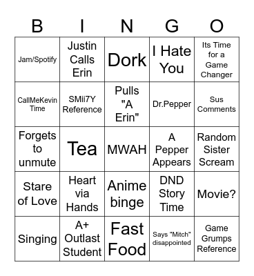 Couple Bingo Card