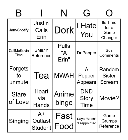 Couple Bingo Card