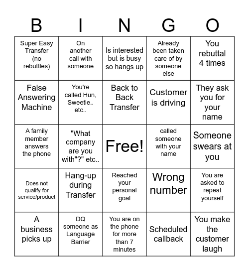 Squeeze Bingo - Name: Bingo Card