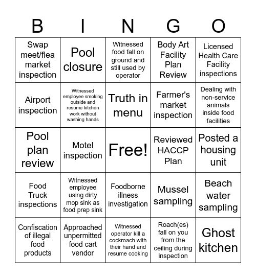 REHS Bingo Card