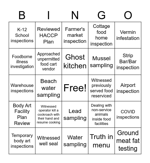 REHS Bingo Card