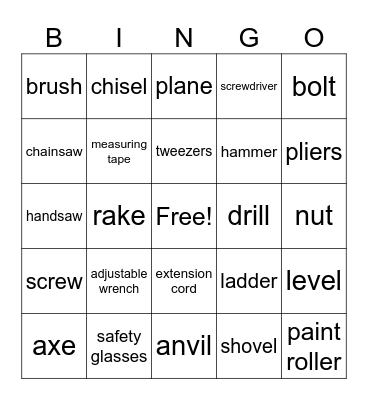 tool bingo Card