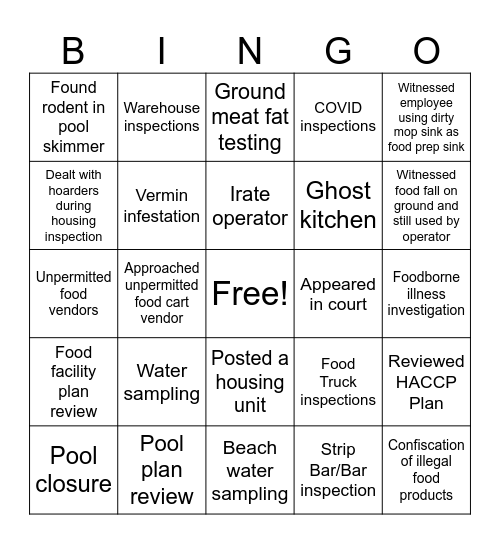 REHS Bingo Card