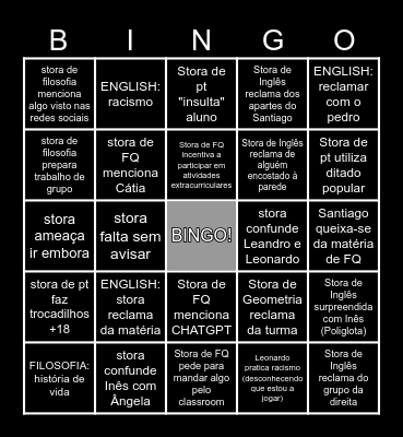 AULAS DA SECA Bingo Card