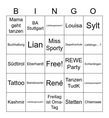 Test 123 Bingo Card
