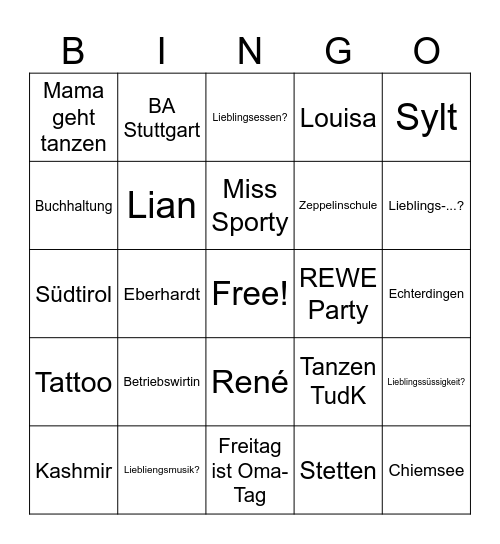 Test 123 Bingo Card