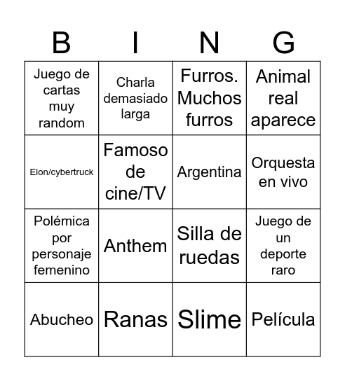 Untitled Bingo Card