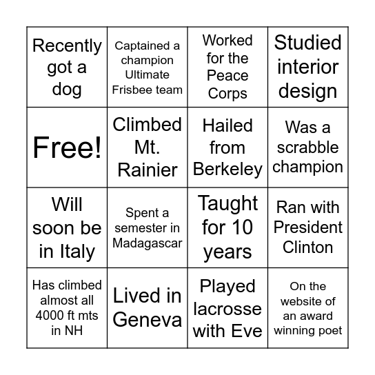 Evie's 30th! Bingo Card