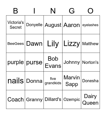 Emily BINGO! Bingo Card