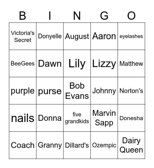 Emily BINGO! Bingo Card