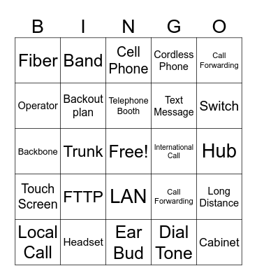 Telephone Bingo Card