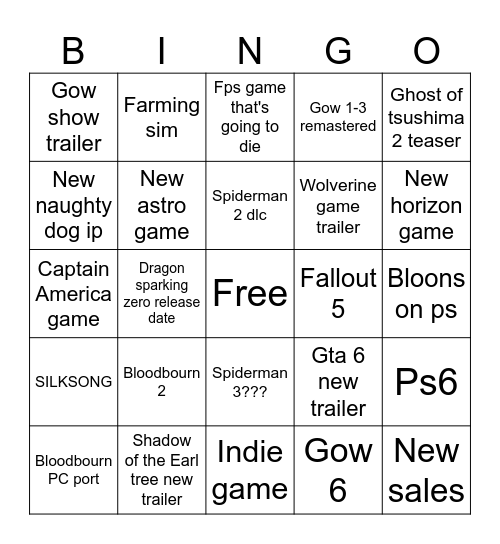Untitled Bingo Card