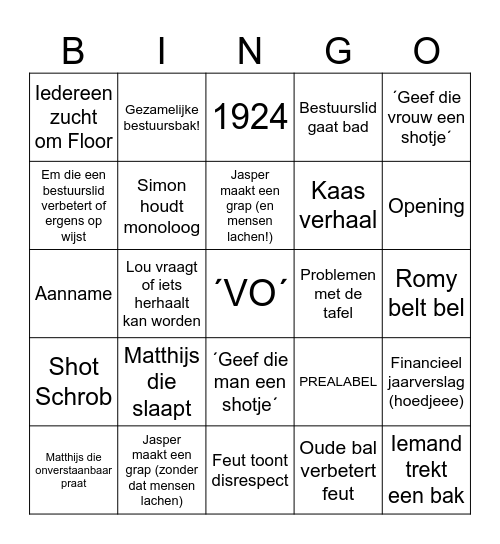 ALV Bingo Card