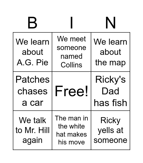 Tom And Ricky Bingo Card